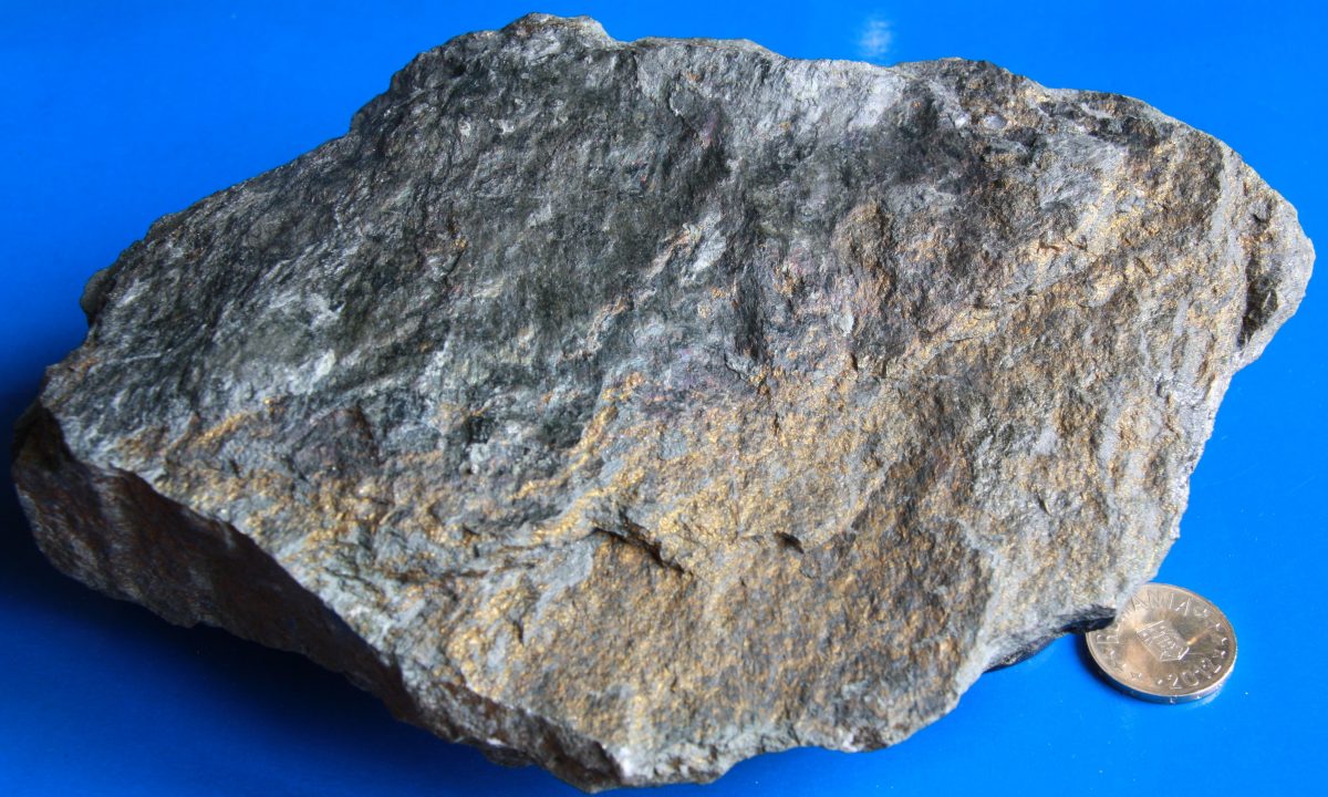 Calcopirită în şist sericito - cloritos