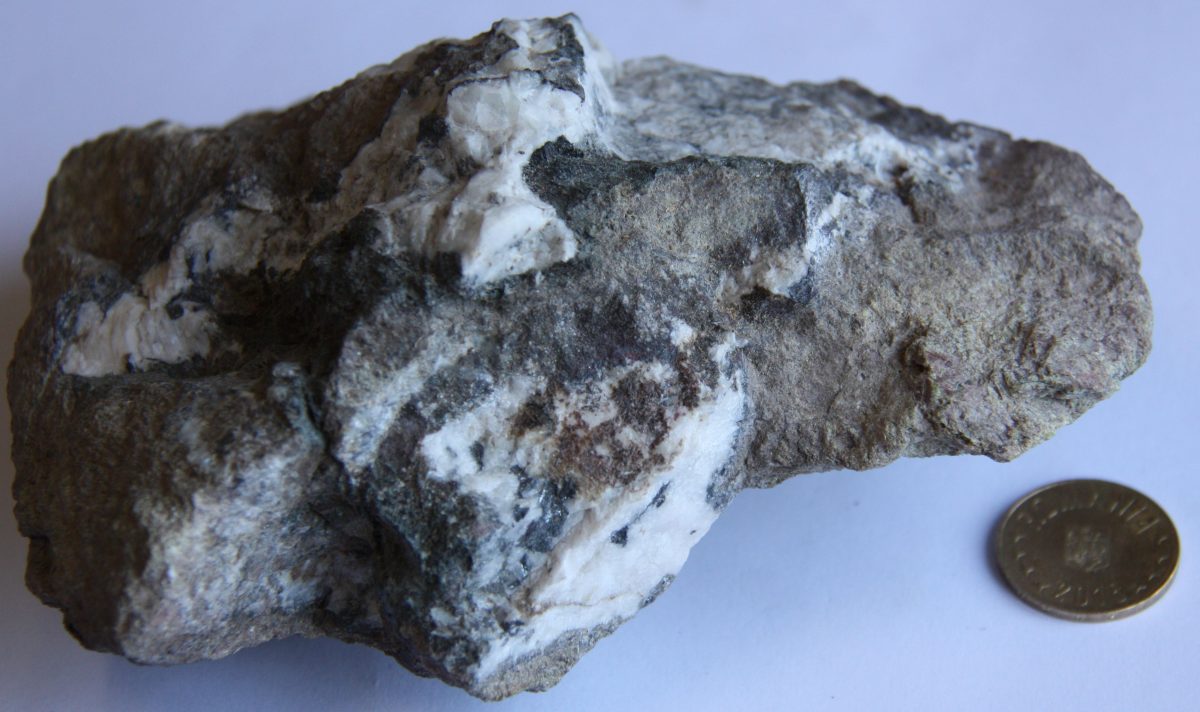 Skarn cu granaţi, calcit şi bismutină